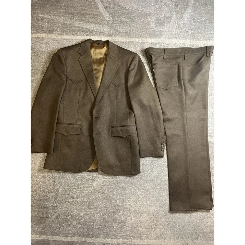 Vintage 1970s Levi's Western Suit Made In USA Brown Urban Cowboy Pristine Cond